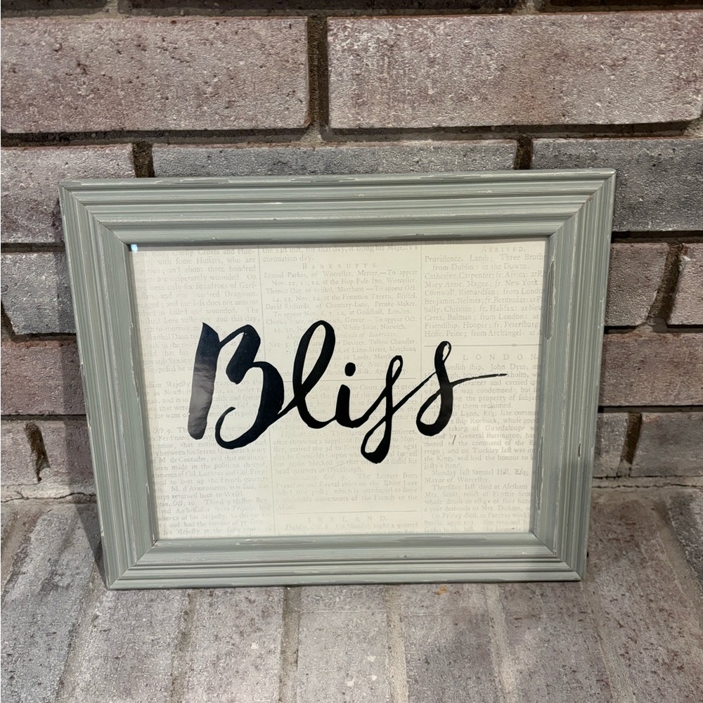 Gray/sage green Framed Bliss Wall Art 8x10